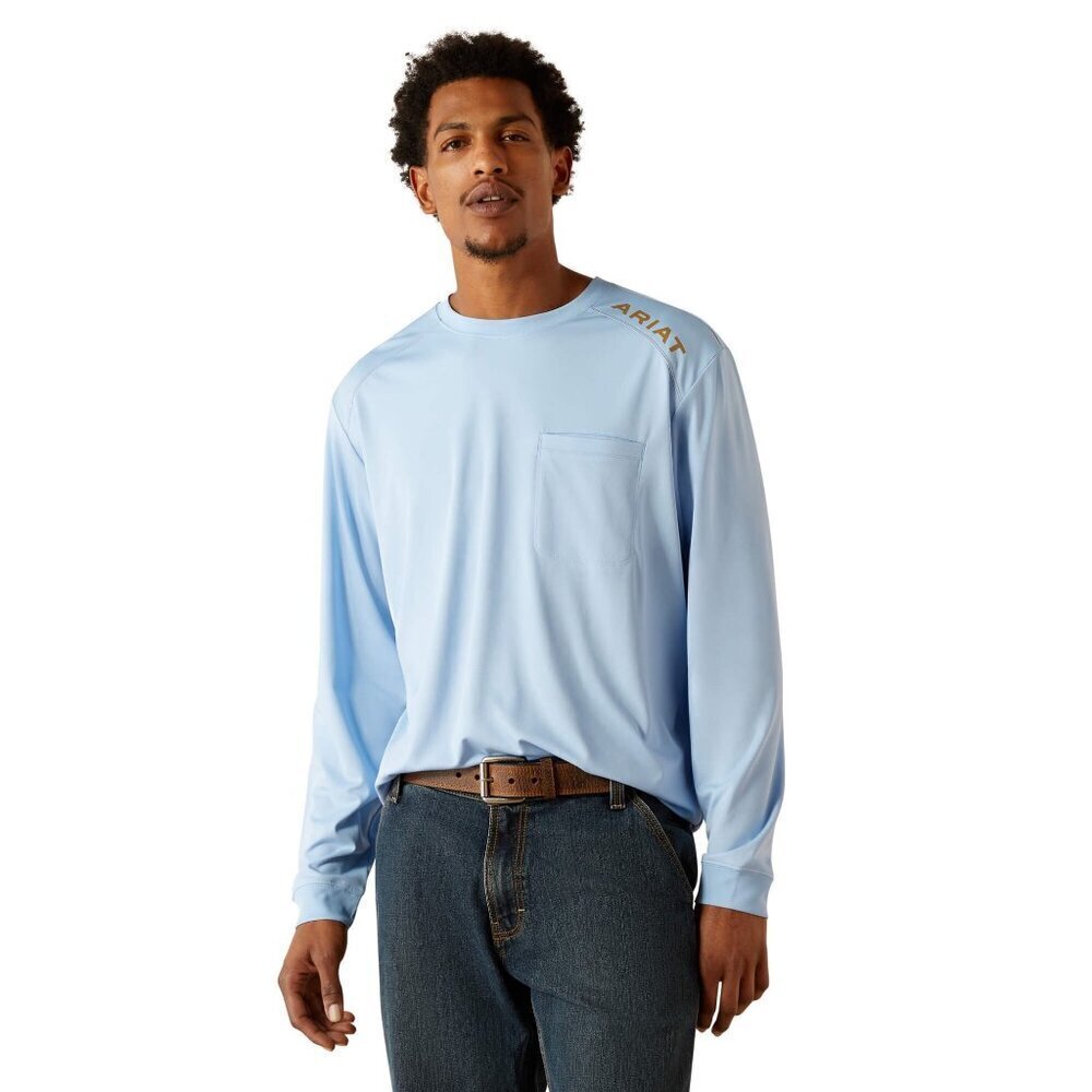 Ariat Rebar Men's 3XL Long Sleeve Sunblocker T-Shirt Placid Blue 10054424